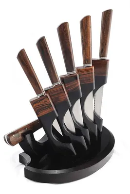 Набор из 5 ножей из японской дамасской стали с ручками из дерева пакка  Series EDIB Wakoli (6DM-HOL-EDB) | Kitchen-Profi Россия