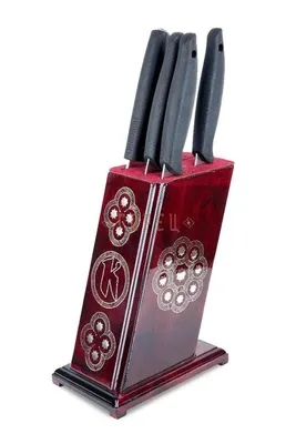 Премиум набор из четырёх ножей Шеф S390 рукоять железное дерево на  подставке — купить в интернет-магазине ООО Ворсменский нож с доставкой в г.  Нижний Новгород