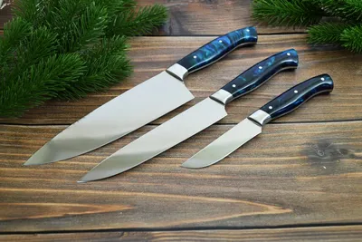 Купить ННабор кухонных ножей из литого булата №3 (из трех ножей) от  производителя
