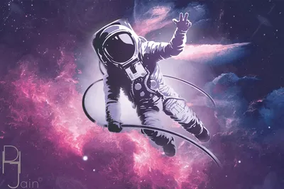 Иллюстрация ко дню космонавтики | Пикабу
