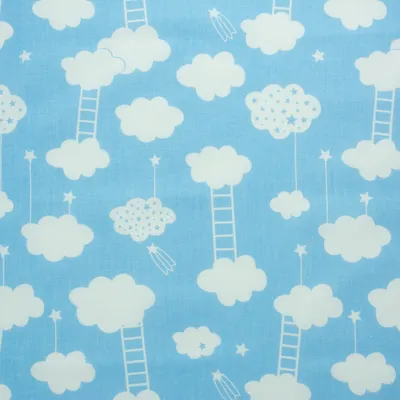 Ткань хлопковая облачка с лесенками на голубом, отрез 50*80 см - купить по  выгодной цене | Магазин BARASH.BY