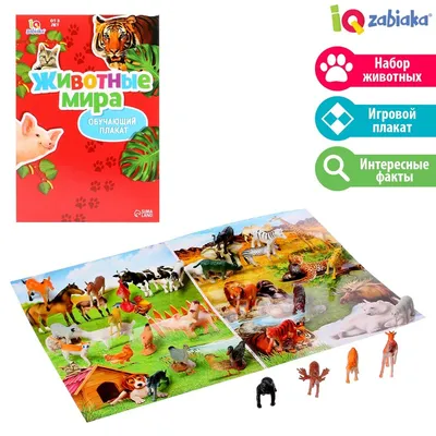 Обучающий набор «Весёлые животные»: животные и плакат, по методике  Монтессори купить в Чите Игрушки в интернет-магазине Чита.дети (3665040)