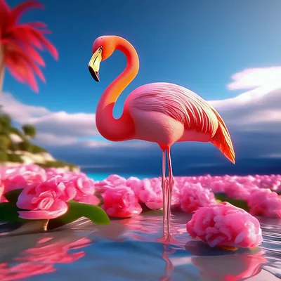 Фламинго красивый очень высокое …» — создано в Шедевруме