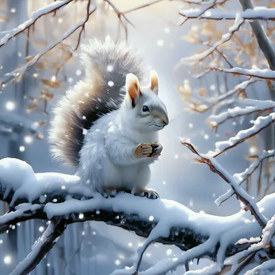 Зимние картинки ❄️ Замороженная белочка…» — создано в Шедевруме