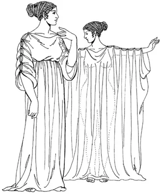 Древняя Греция Архаическая Греция Греческое платье Хитон Одежда, платье,  белый, монохромный, человек png | PNGWing