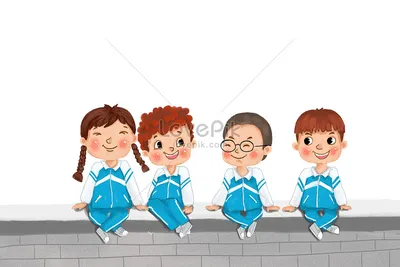 фото портрет школьные одноклассники улыбаются в форме общения на брейк  изолированный пастель синий цвет фон Стоковое Фото - изображение  насчитывающей изумленное, приятельство: 226350698
