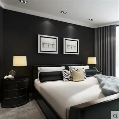 Обои beibehang однотонные черные, обои для спальни, гостиной, фоновые  шелковые обои для духовок, ТВ | AliExpress
