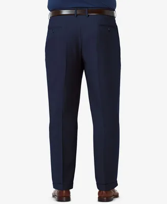 Мужские однотонные плиссированные классические брюки большого и высокого  качества премиум-класса из эластичного материала классического кроя Haggar,  синий – заказать по доступной цене из-за рубежа в «CDEK.Shopping»