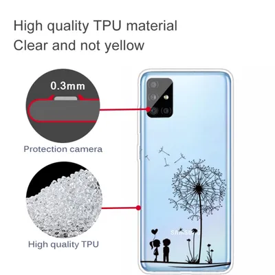 Для Samsung Galaxy A71 Цветной рисунок с рисунком Прозрачный защитный чехол  из ТПУ (одуванчик)