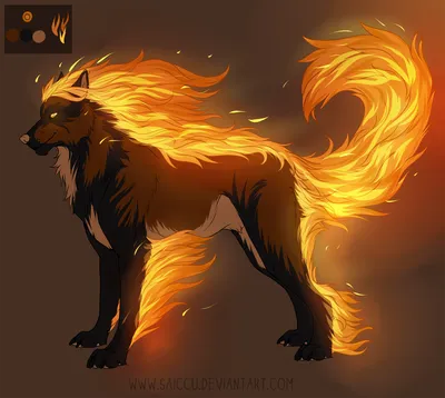 Нарисованные огненные волки - красивые фото
