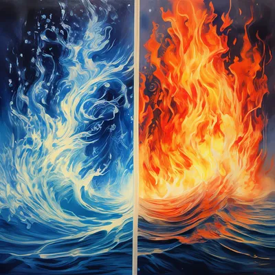 Картина \"Битва стихий: Вода и огонь \" | Интернет-магазин картин \"АртФактор\"