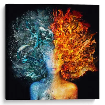 Модульная картина \"Огонь и вода\" – купить по низкой цене с доставкой по  России | Интернет-магазин модульных картин Picasso
