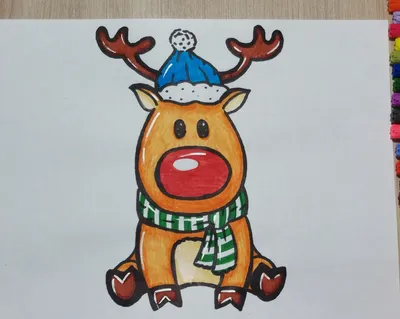 Как нарисовать оленя на Новый год | Рисуем голову оленя карандашом поэтапно  | Новогодние рисунки - YouTube