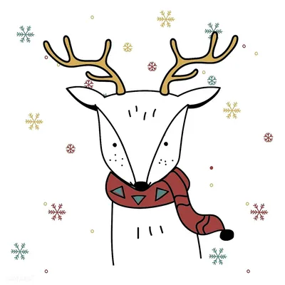 Новогодние рисунки для срисовки олень с гирляндой (35 шт)