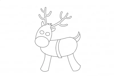 Новогодние рисунки для срисовки оленёнок (36 шт)