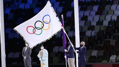 Олимпийский флаг . – Стоковое редакционное фото © Anton_Sokolov #1205912