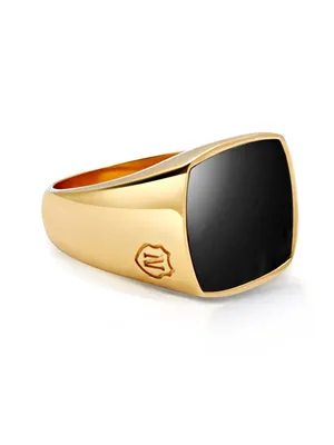 Men's Gold Signet Ring with Onyx – Nialaya