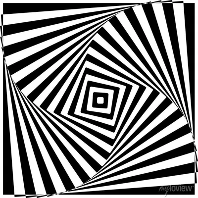 Черный и белый оптические иллюзии векторные иллюстрации. • наклейки на  стену гипноз, импульс, фрактальный | myloview.ru