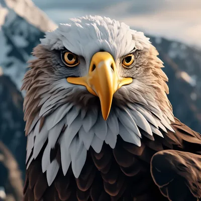 Огромный орел на фоне горы с …» — создано в Шедевруме