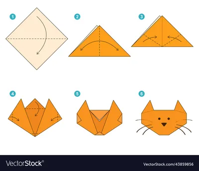 Origami tutorial scheme for kids cute cat Vector Image