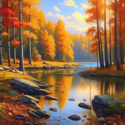 Осень природа цветные деревья озеро» — создано в Шедевруме
