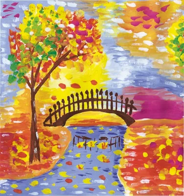 Детский рисунок осень в парке - 68 фото