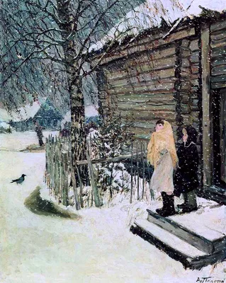 Картина Картина маслом \"Летит, кружится первый снег\" 60x90 SK201003 купить  в Москве