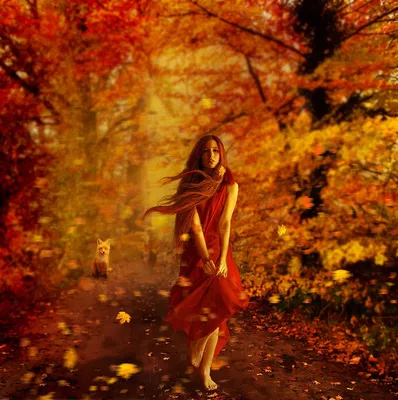 Женщина осень , профессиональное фото…» — создано в Шедевруме