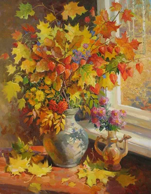 Обои на рабочий стол Осенний натюрморт, цветы, бабочки, листья и шиповник,  обои для рабочего стола, скачать обои, обои бесплатно