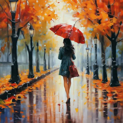 Осенний дождь» картина Похомова Василия маслом на холсте — купить на  ArtNow.ru