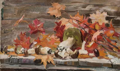 Осенний натюрморт с тыквами в стиле Академический рисунок, графика,