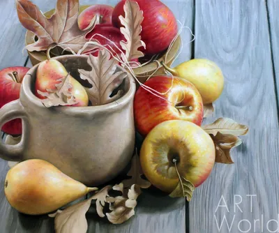 Картина Картина маслом \"Осенний натюрморт с яблоками и грушами\" 50x60  SK170508 купить в Москве