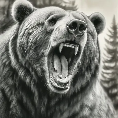 Оскал медведя, скетч, высокая …» — создано в Шедевруме