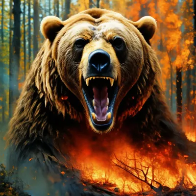 Постопакалипс , русский медведь,оскал,…» — создано в Шедевруме