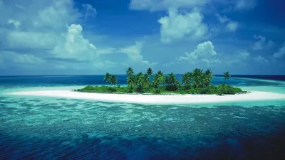 Обои на рабочий стол Тропический остров в океане, обои для рабочего стола,  скачать обои, обои бесплатно