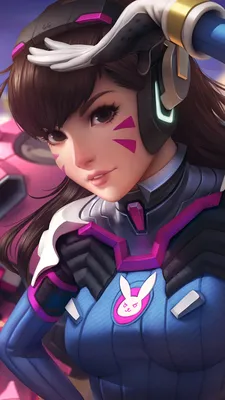 Pictures Overwatch Headphones Brown haired D.VA, Tsuaii 1080x1920