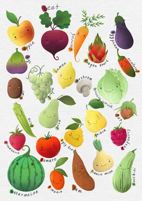 Рисунки овощей и фруктов для детей - 52 фото