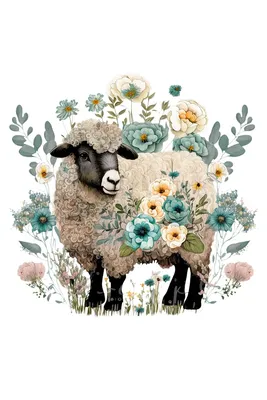 Мультяшная овца стоит в траве, мультяшная картинка овцы, мультфильм, овец  фон картинки и Фото для бесплатной загрузки