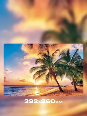 Фото обои 3д закат солнца 368x254 см Пальмы на морском пляже (3393P8)+клей  (ID#743997188), цена: 1200 ₴, купить на Prom.ua