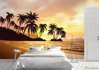 Купить картину на холсте \"Тропический закат на море с пальмами\" в iArt