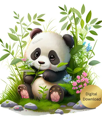 Panda Art Cute Panda Transparent Background PNG, Nursery Digital Instant  Download, Digital Art Nursery PNG - Etsy
