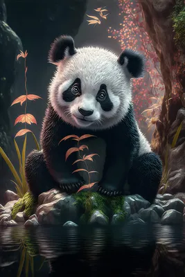 Cute panda abstract art aesthetic modern Vector Image
