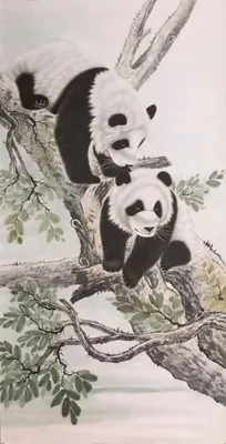 Акварельный рисунок медведя панды. | Премиум Фото