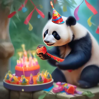 Счастливого праздника панды в шляпе с днём рождения Иллюстрация штока -  иллюстрации насчитывающей красно, развилки: 269069773