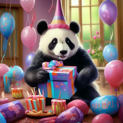 С днем рождения панда Панда имеет подарок Иллюстрация штока - иллюстрации  насчитывающей график, конспектов: 111302147