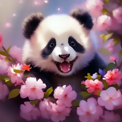 Красивая панда приносит цветы Иллюстрация вектора - иллюстрации  насчитывающей иллюстрация, цветки: 157061477