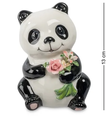 Панда с цветами