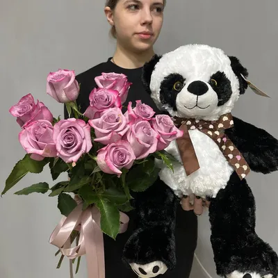 Панда с цветами — Купить воздушные шары в Самаре