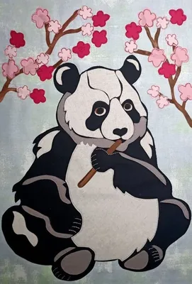 Постер на бумаге \"Панда в цветах\", Сарафанфан маркетплейс