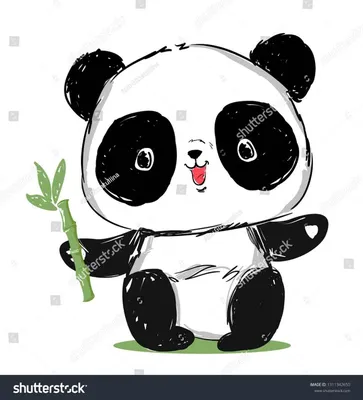 Painted Cute Cheerful Panda Bamboo Vector: стоковая векторная графика (без  лицензионных платежей), 1311342650 | Shutterstock | Иллюстрации с пандой, Рисунки  панды, Рисунки животных